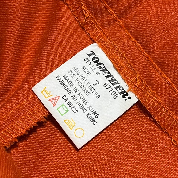 Vintage 90s Together! Orange Pleated Pants - Picture 4 of 6